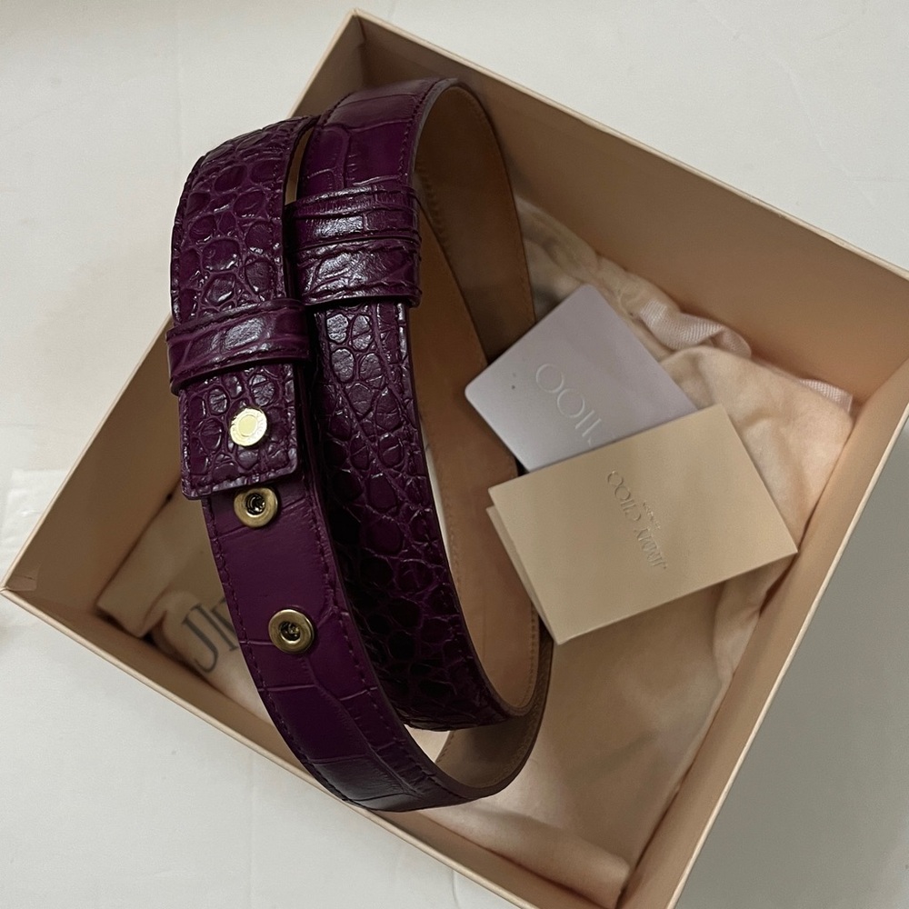 Jimmy Choo Mock Croc Aubergine Belt NIB